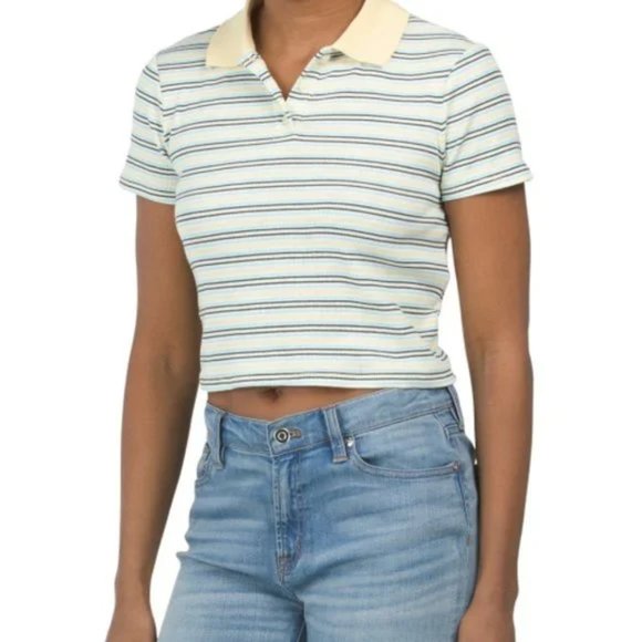 Levis Jeni Cropped Polo Shirt Hyacinth Angel Blue nwt - Picture 1 of 2